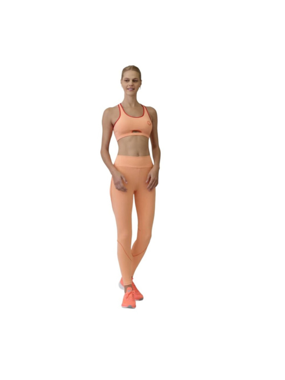 Cajubrasil Women's Size S Athletic Leggings Orange With Red Trim New